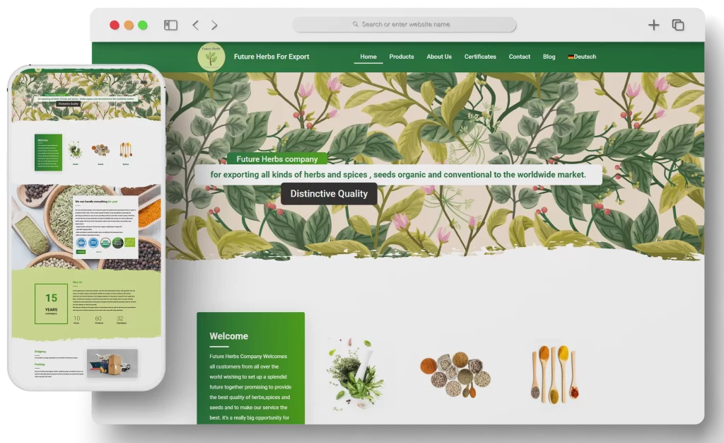 موقع Future Herbs تعبيرية عن تطوير مواقع الويب سايت